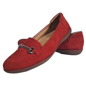 Naturalizer Fern Red Suede Leather Horsebit Loafers Flats Womens 6.5 M